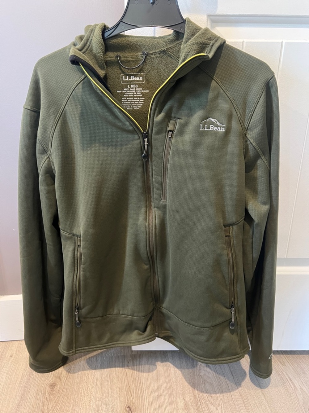 L.L. Bean Olive Green Lightweight Hooded Zip Jacket
